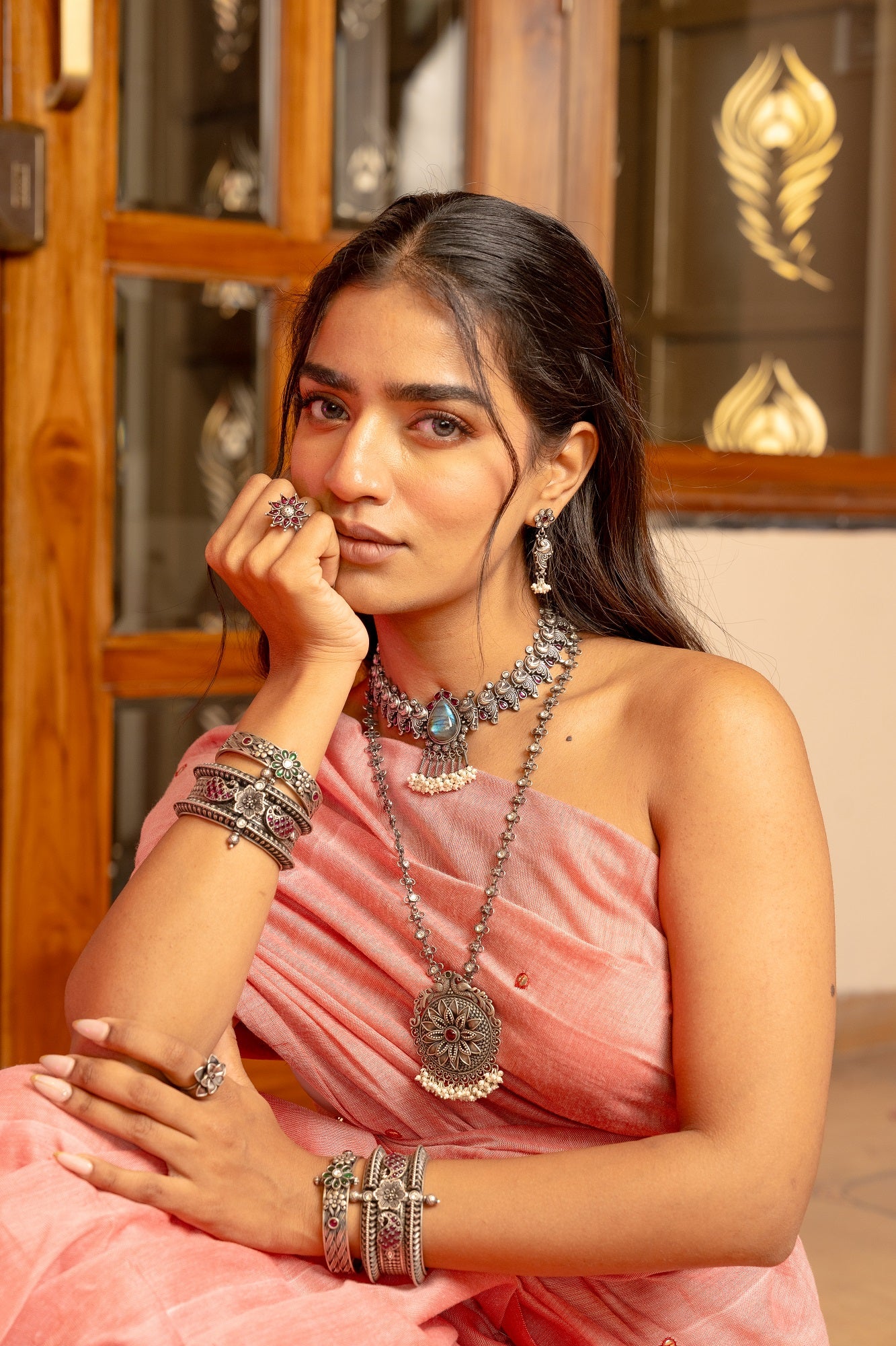 Saumya Silver Long Necklace